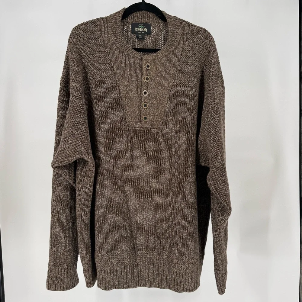 RedHead Knit Henley Sweater Long‎ Sleeve Textured Rustic Outdoor Casual Mens 3XL